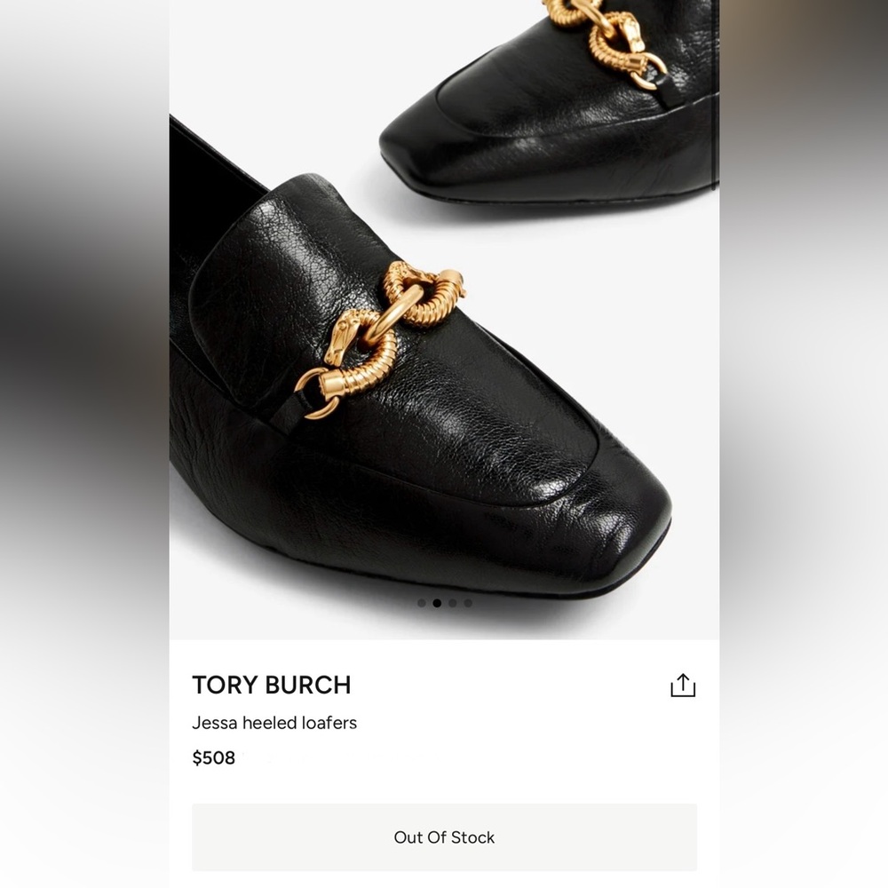 New Tory Burch Jessa heeled horse- head loafers, black leather sz 8.5. - Picture 3 of 16